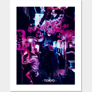 Tokyo Street Neon Synthwave Posters and Art